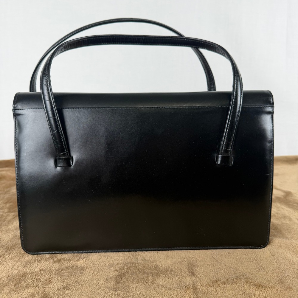 Vintage Lennox Bags Black Leather Handbag Gold Hardware with Coin Purse Dust Bag - Picture 4 of 11